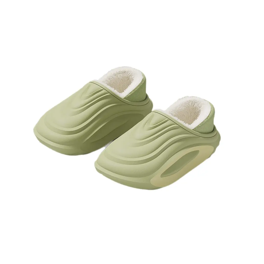 Cotton Slippers for Men in Winter with Heel for Indoor and Home Eva Thick Sole Warm Fleece-Lined Women's Cotton Shoes for Men's Outer Wear Wholesale