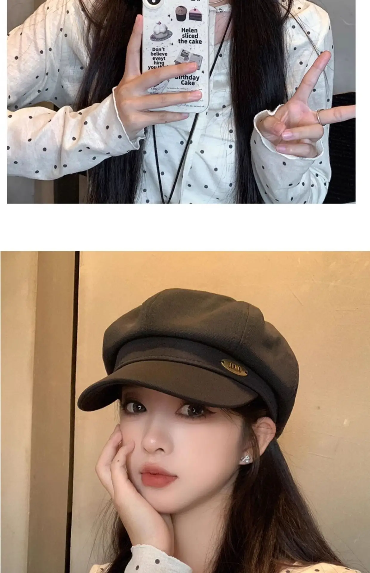 Korean Letter Metal Hat Large Circumference Newsboy Cap — feature 14