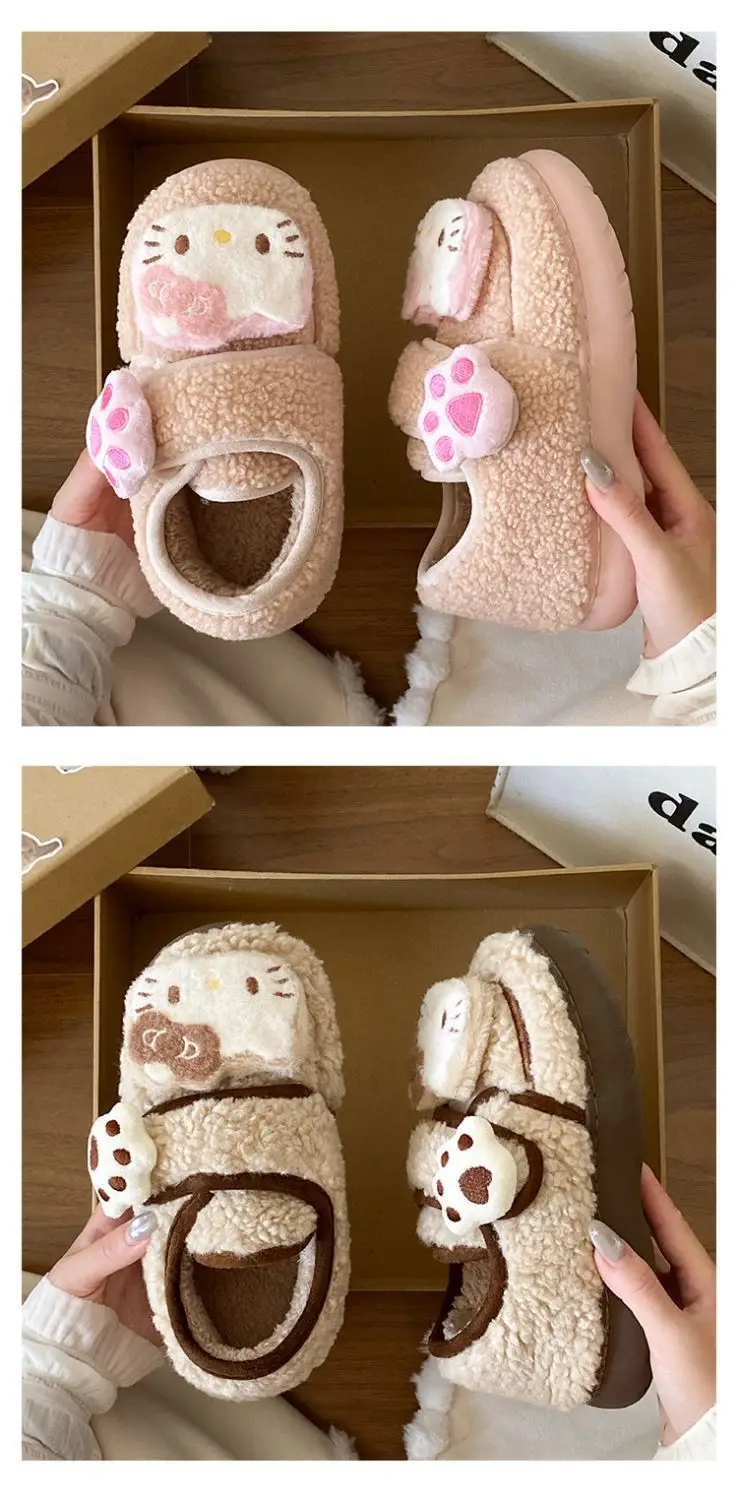 Hello Kitty Plush Eva Slippers Women Winter Warm — feature 24