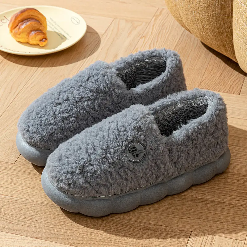 Women Stuffed Cotton Slippers Brown Autumn Winter 2025 - Image 6