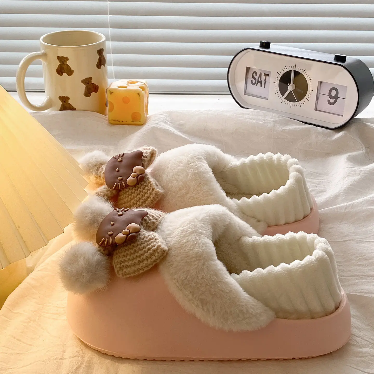 Winter Fleece Lined Student Slippers White - Image 10