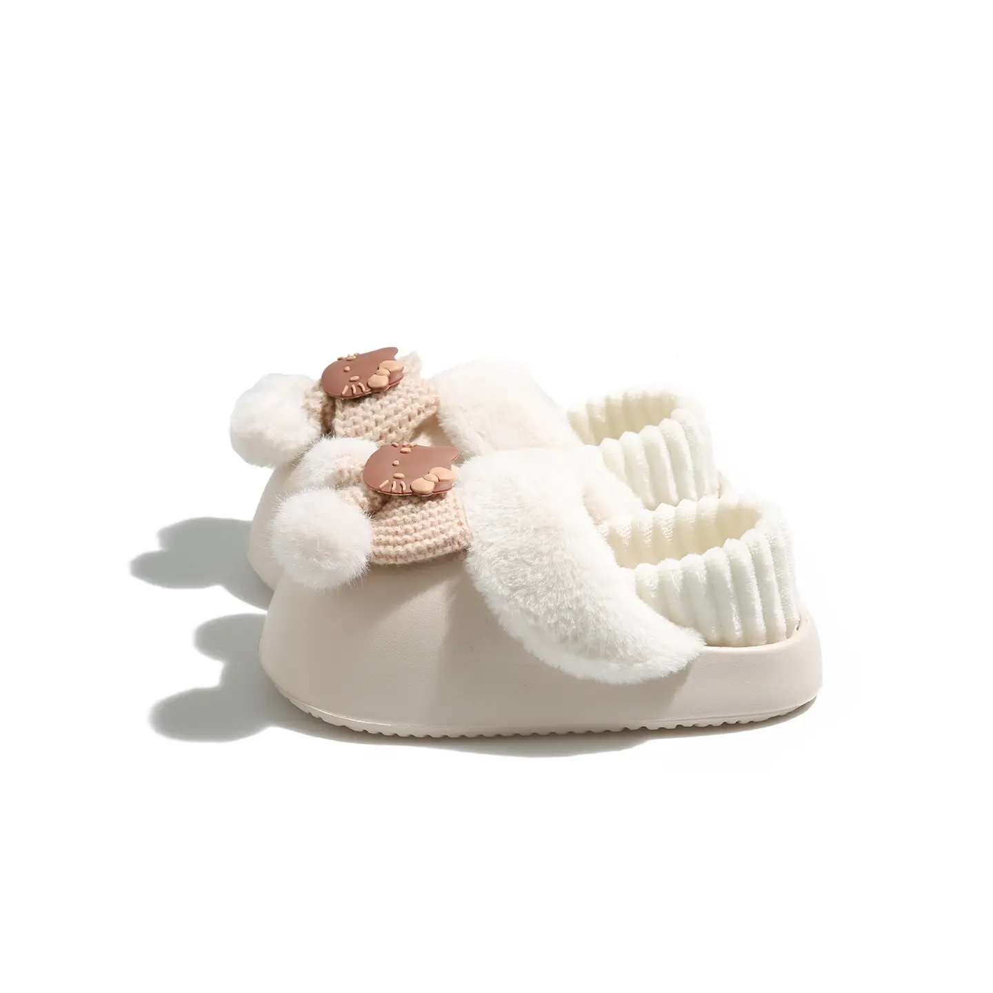 Winter Fleece Lined Student Slippers White - Image 12