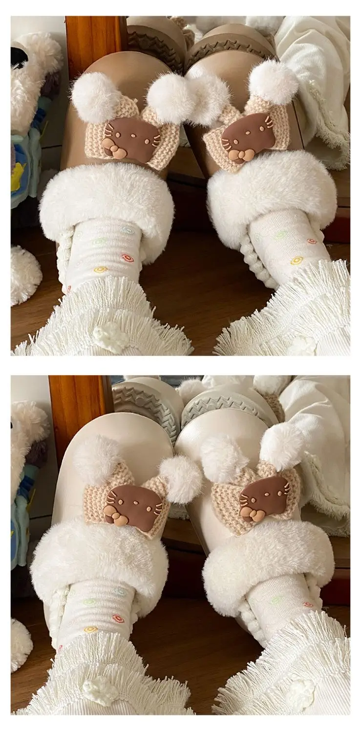 Winter Fleece Lined Student Slippers White — feature 16