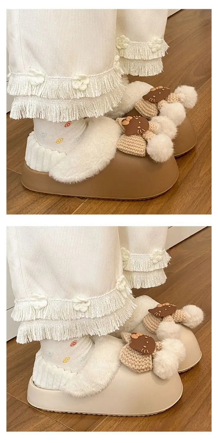 Winter Fleece Lined Student Slippers White — feature 17