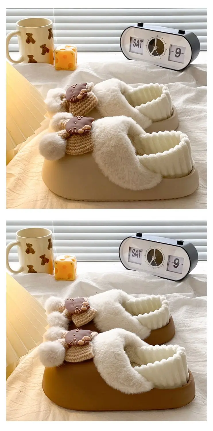 Winter Fleece Lined Student Slippers White — feature 18
