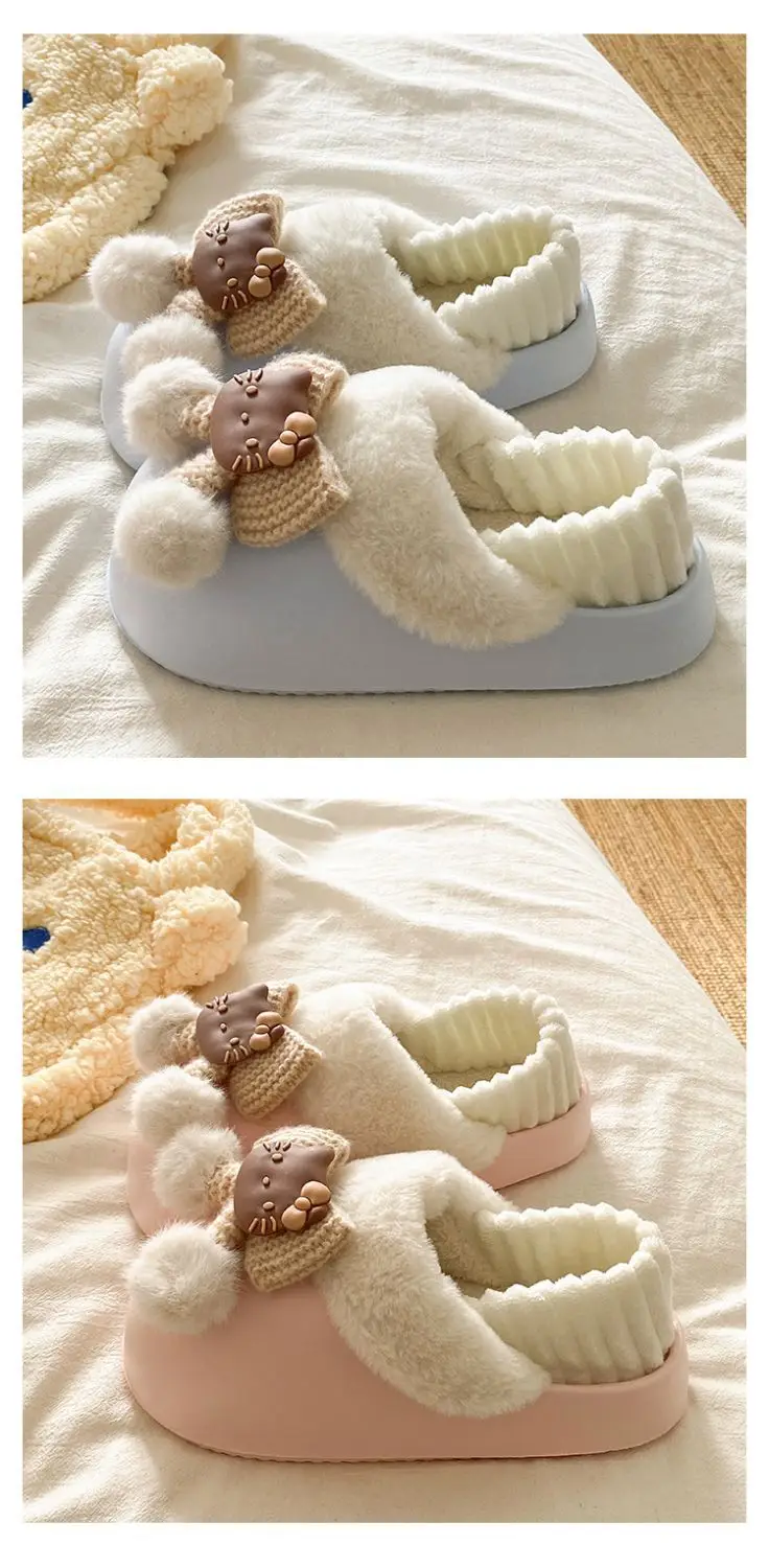 Winter Fleece Lined Student Slippers White — feature 19