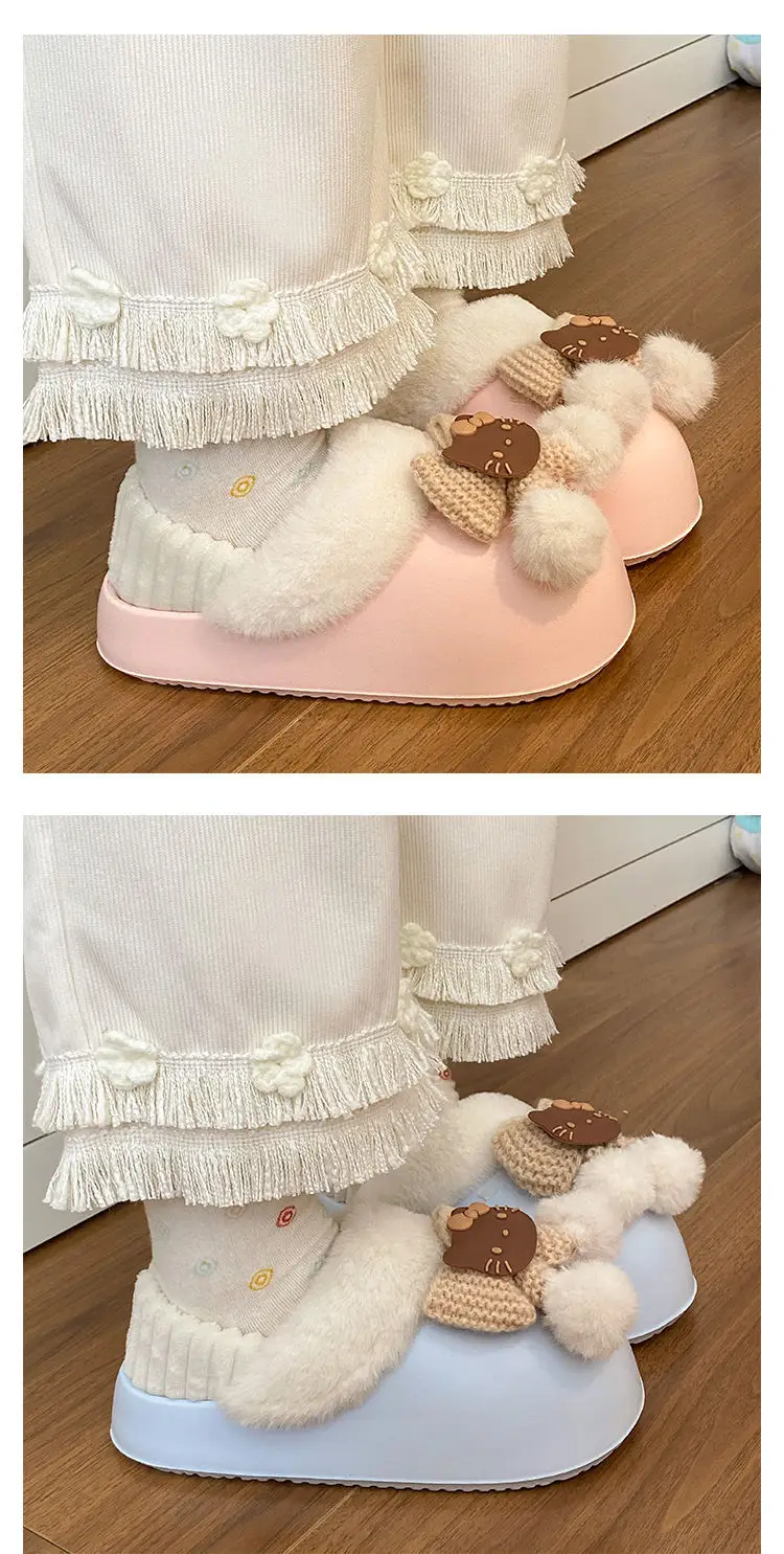 Winter Fleece Lined Student Slippers White — feature 22