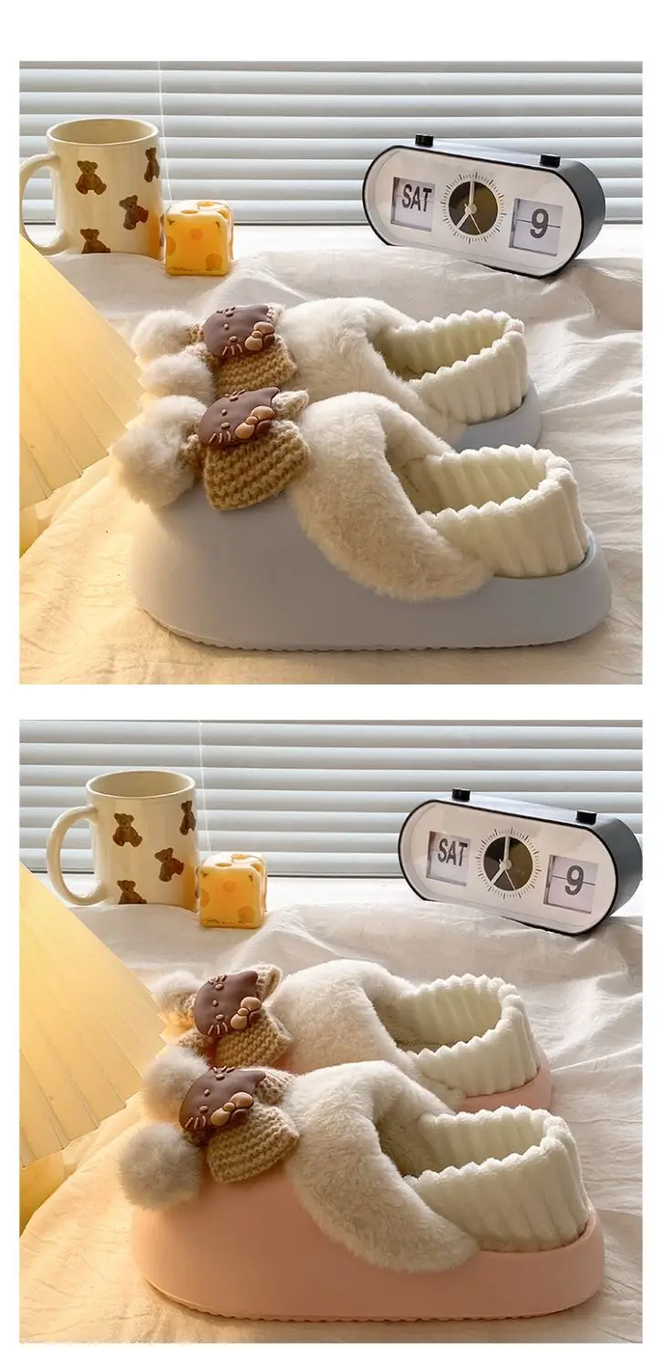 Winter Fleece Lined Student Slippers White — feature 23