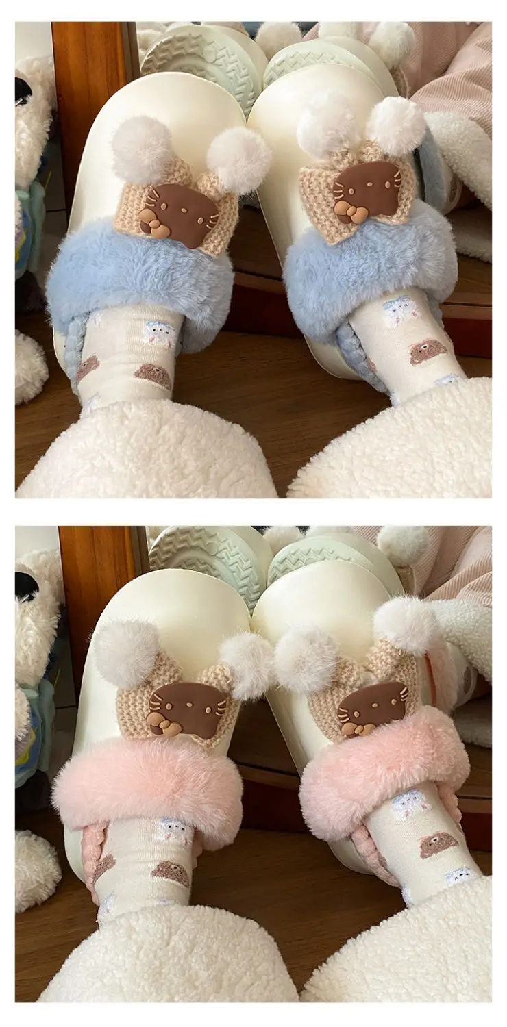 Winter Fleece Lined Student Slippers White — feature 26