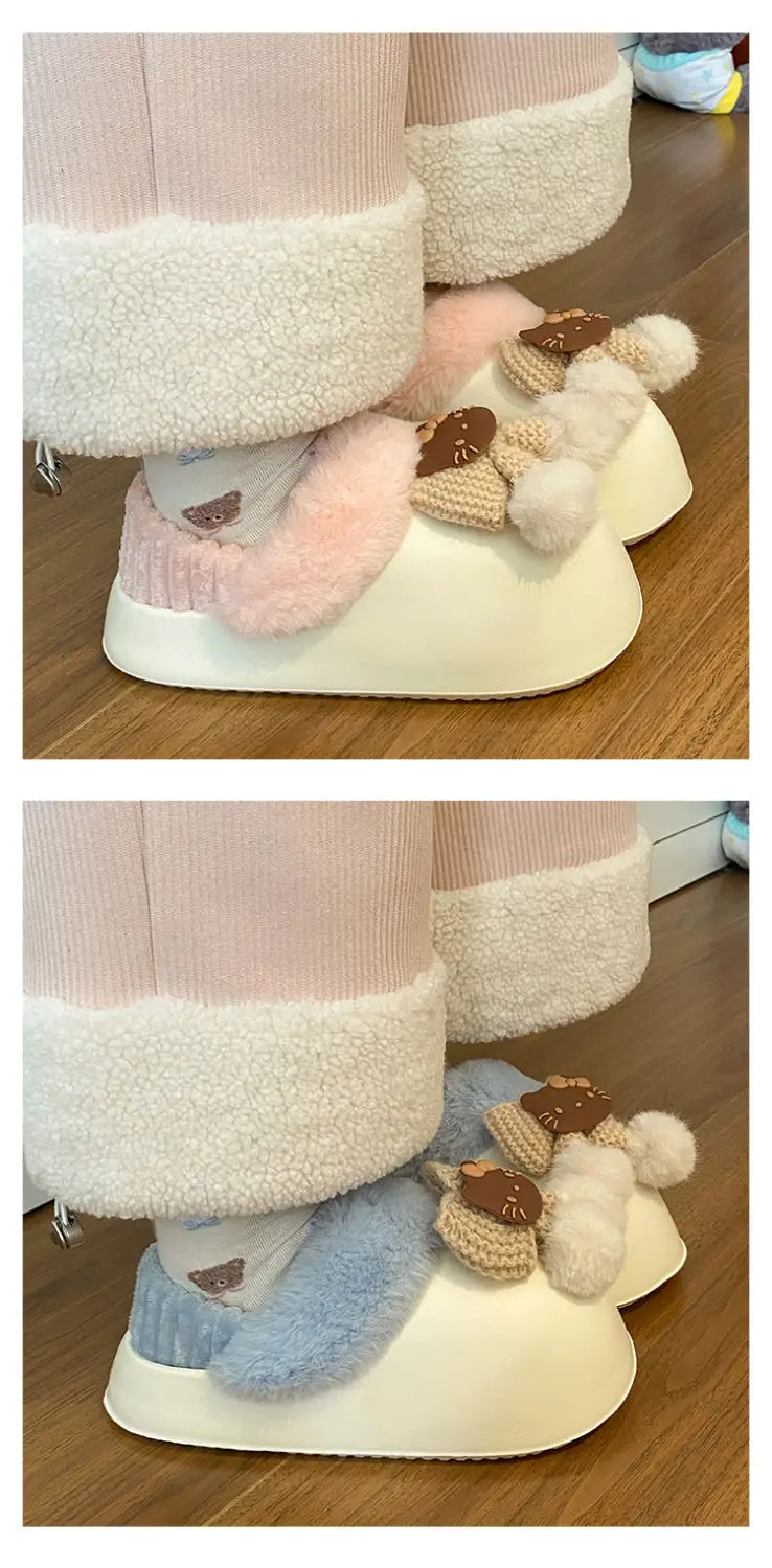 Winter Fleece Lined Student Slippers White — feature 27