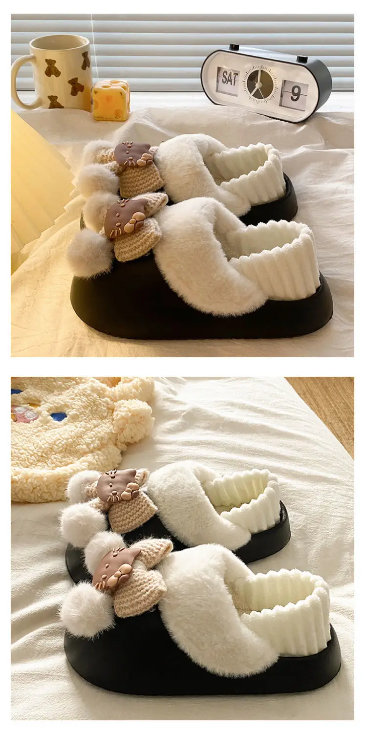 Winter Fleece Lined Student Slippers White — feature 28
