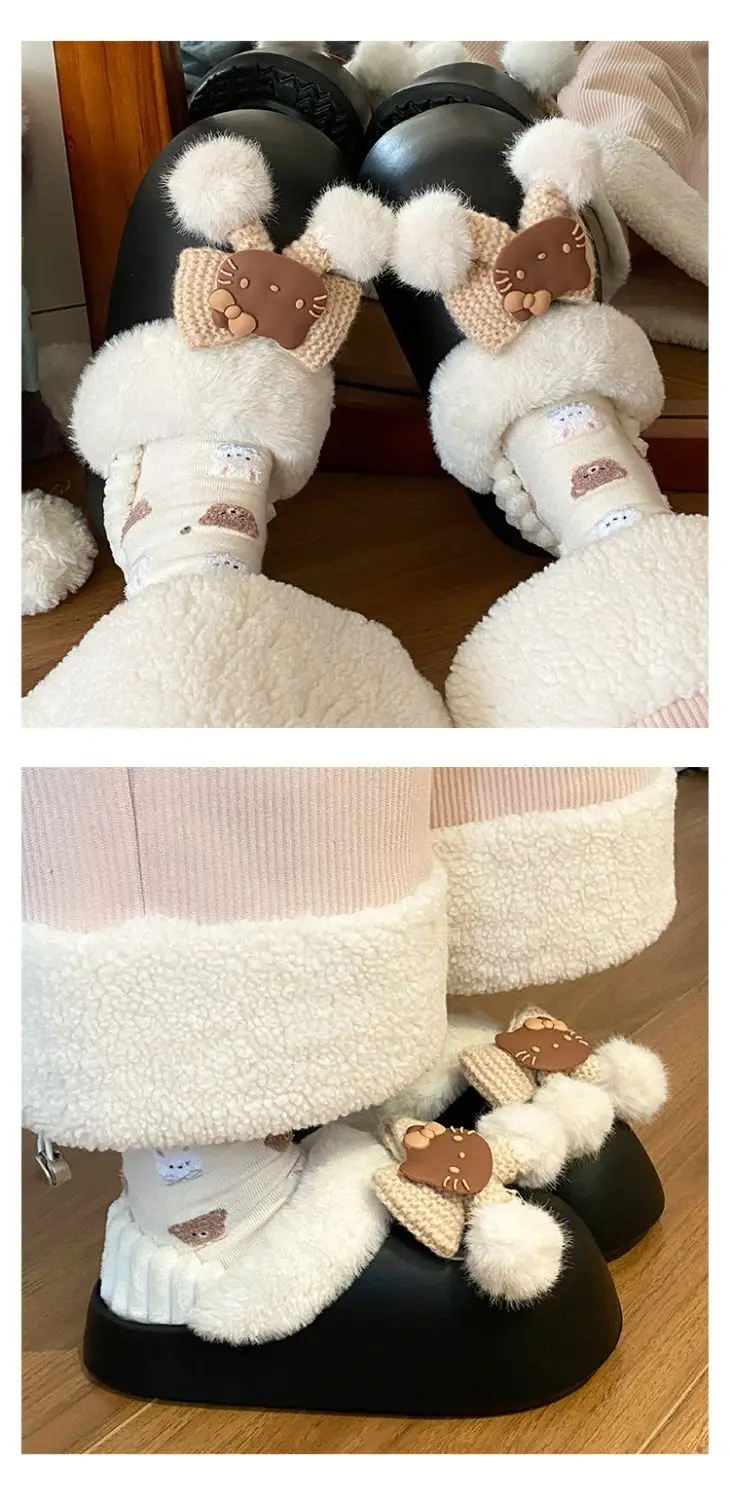 Winter Fleece Lined Student Slippers White — feature 29