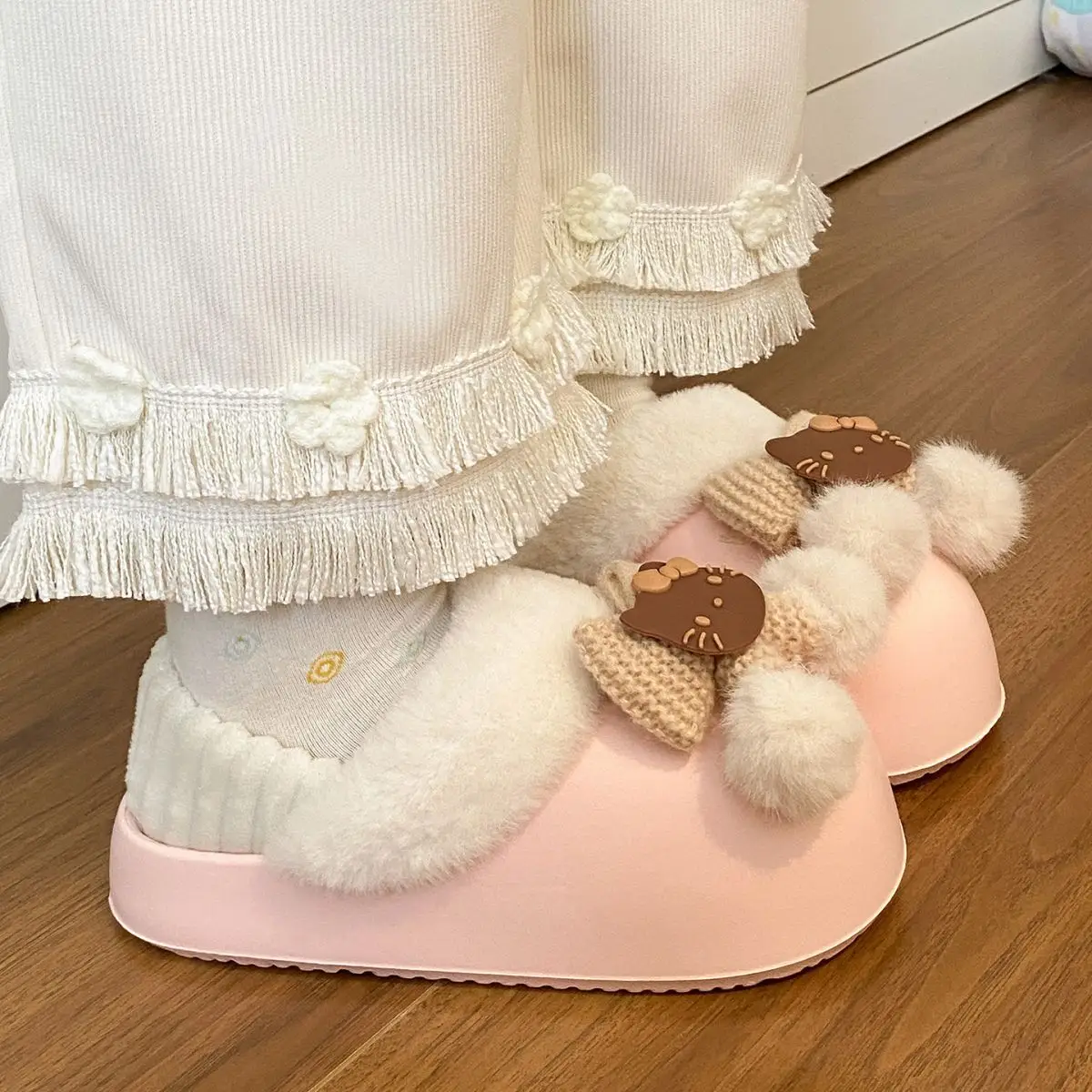 Winter Fleece Lined Student Slippers White — feature 45