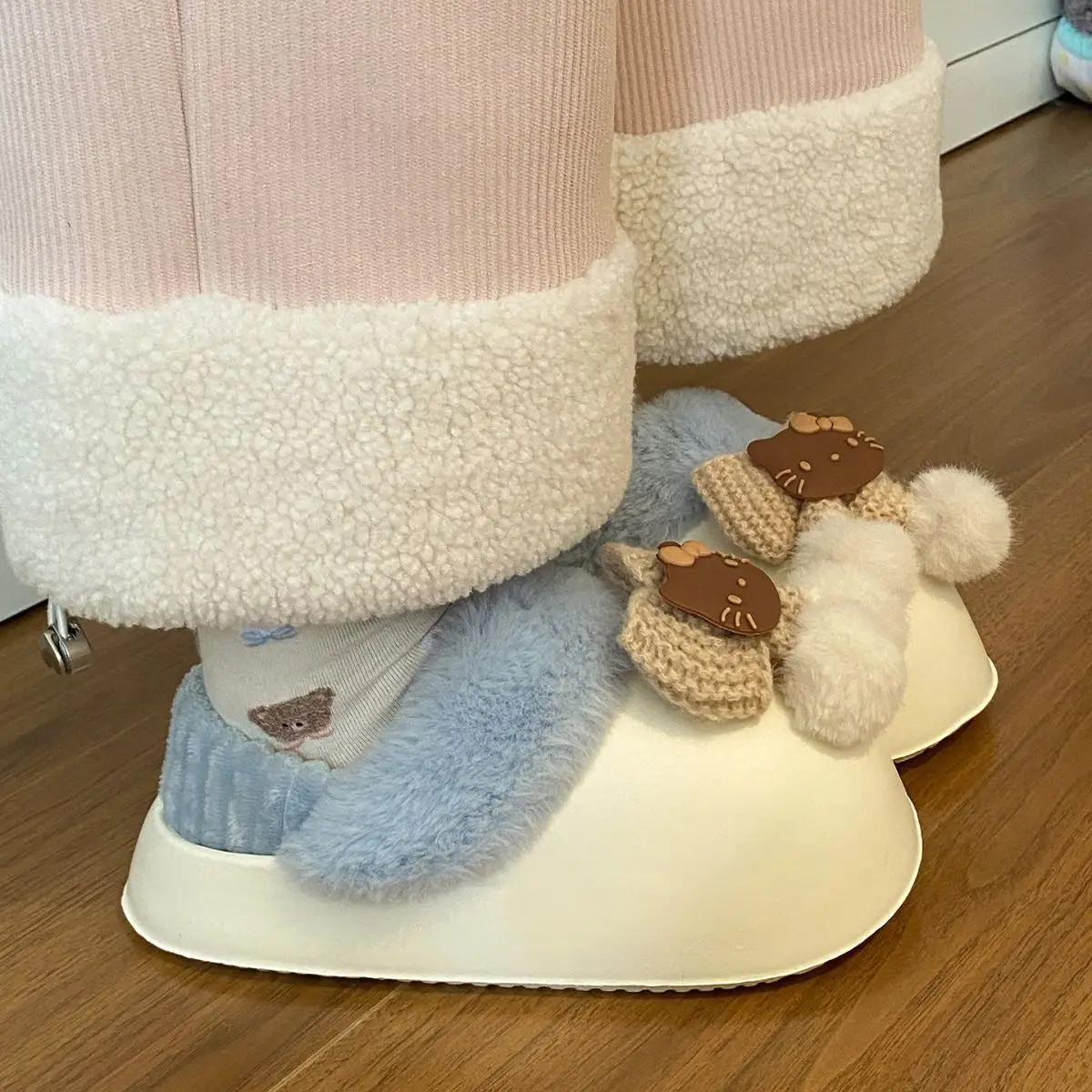 Winter Fleece Lined Student Slippers White — feature 52