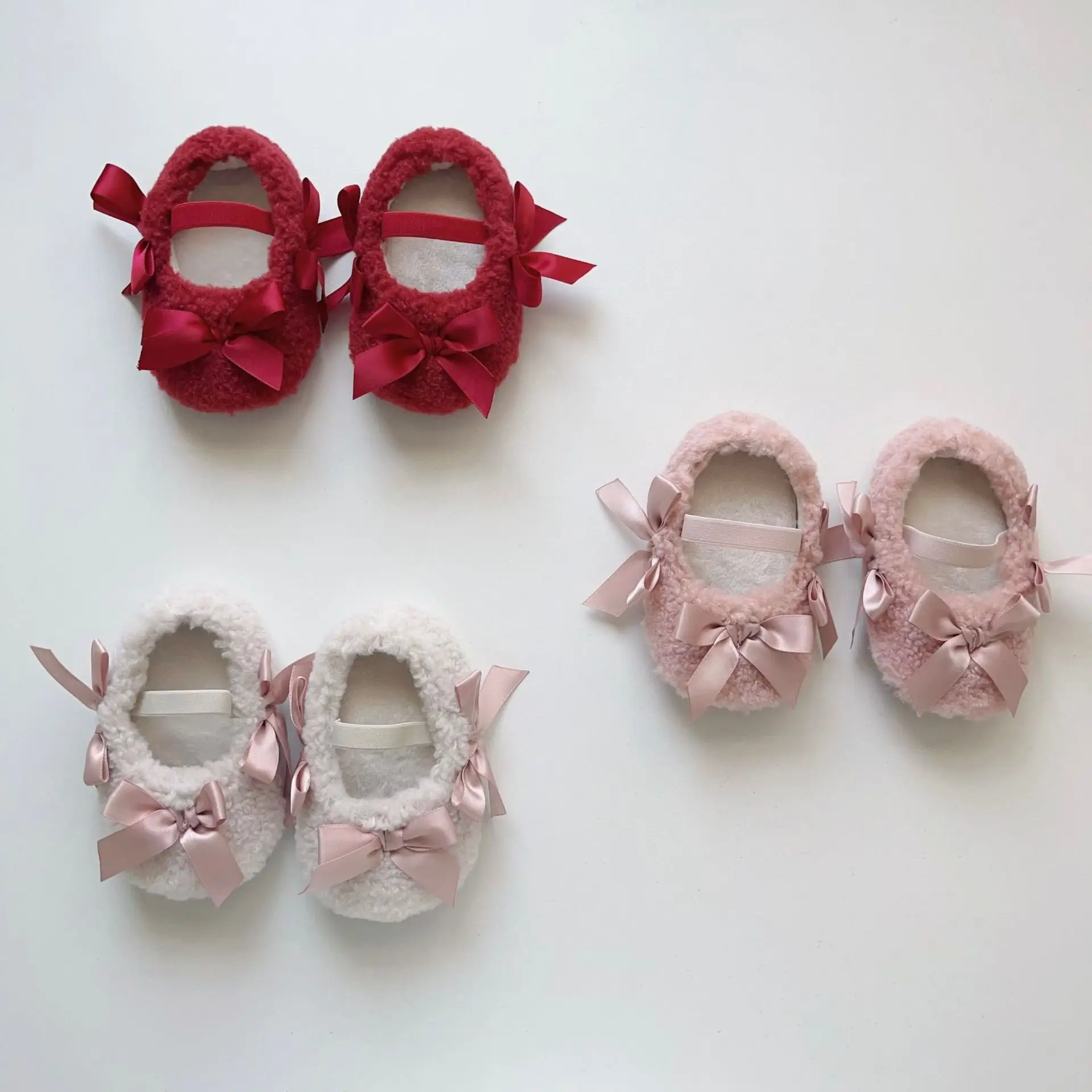 Pink Baby Shoes with Bow & Soft Bottom