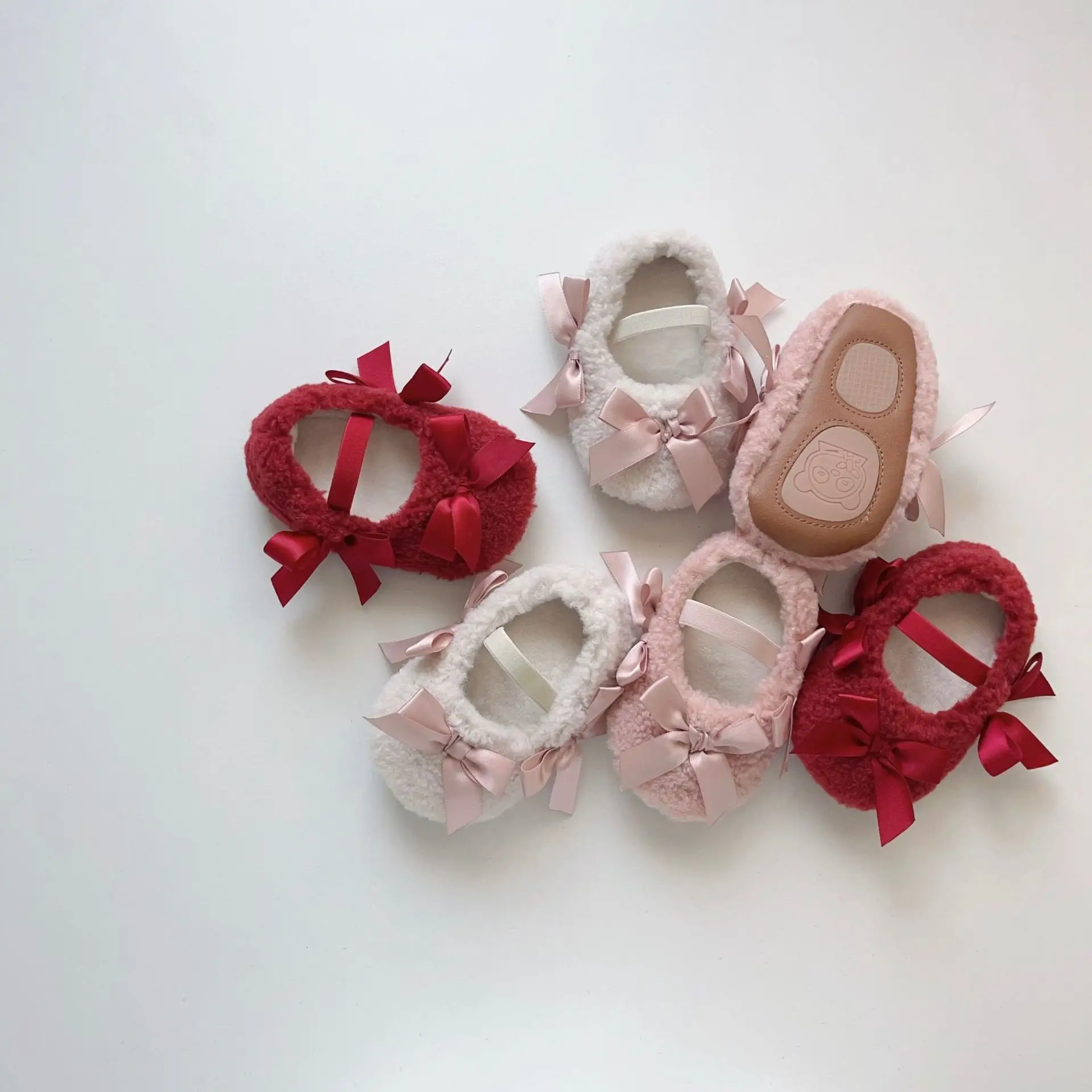 Pink Baby Shoes with Bow & Soft Bottom