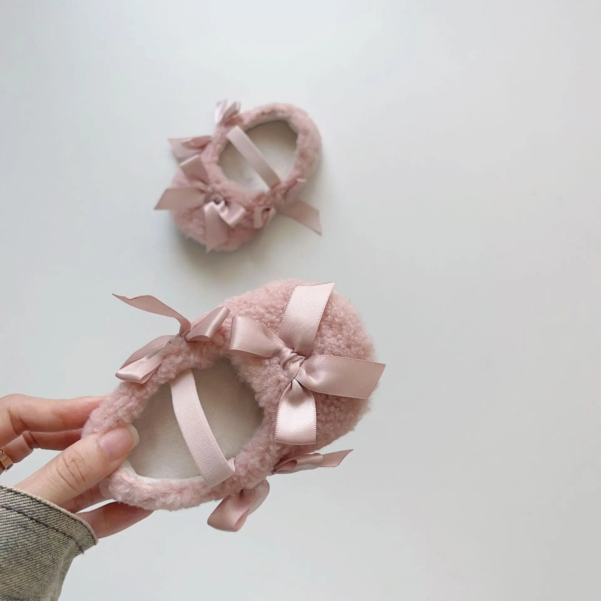 Pink Baby Shoes with Bow & Soft Bottom — feature 27