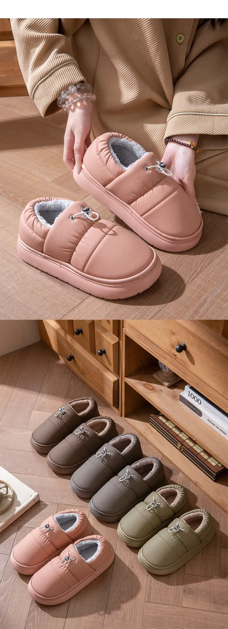 Women Fleece Waterproof Winter Shoes Pink — feature 10