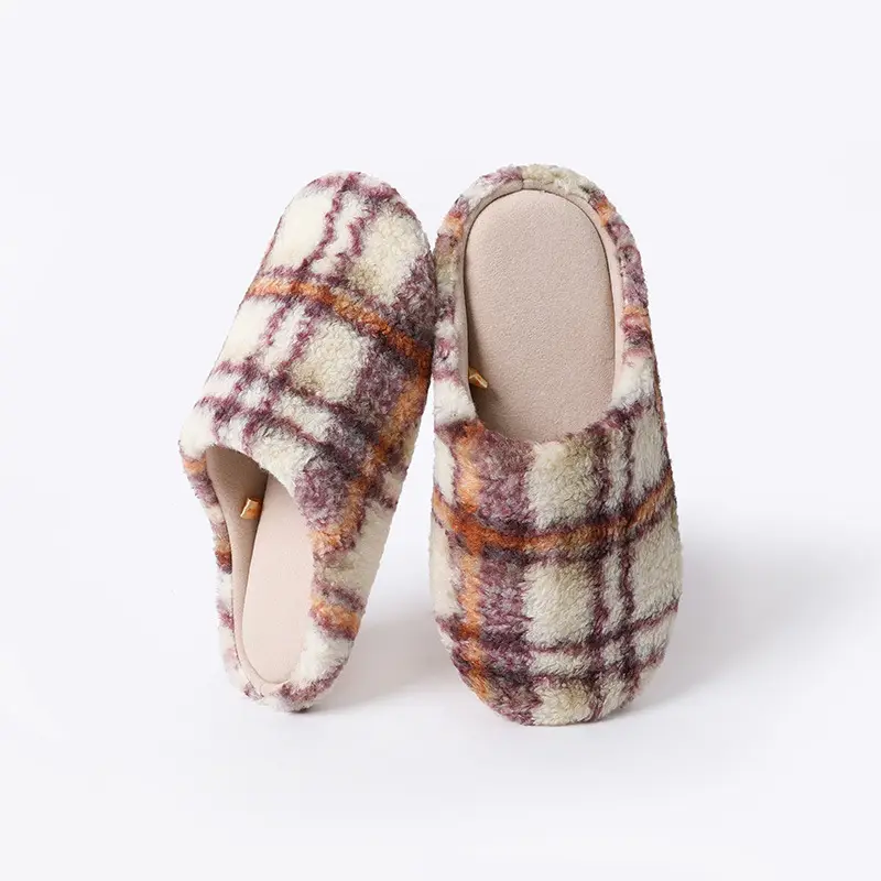 Women Winter Fleece Lined Indoor Slippers Striped - Image 2