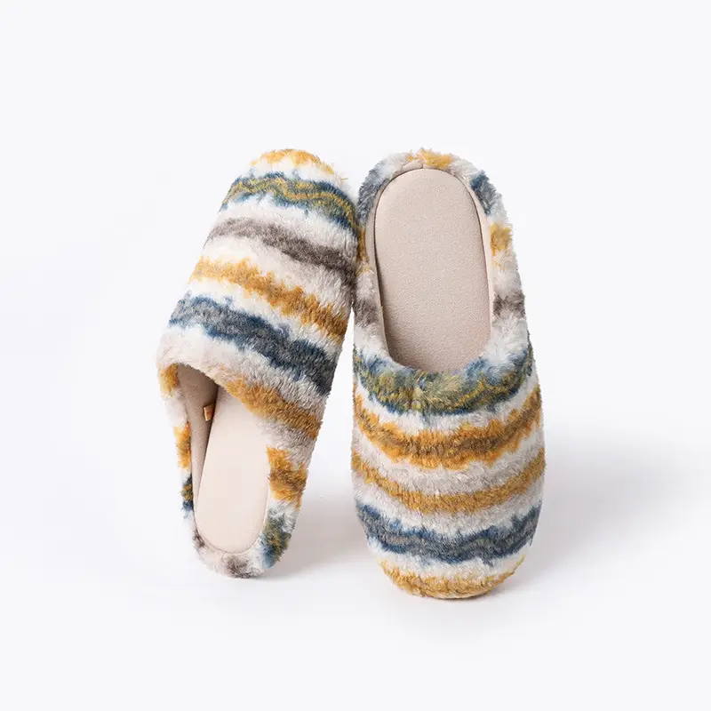 Women Winter Fleece Lined Indoor Slippers Striped - Image 4