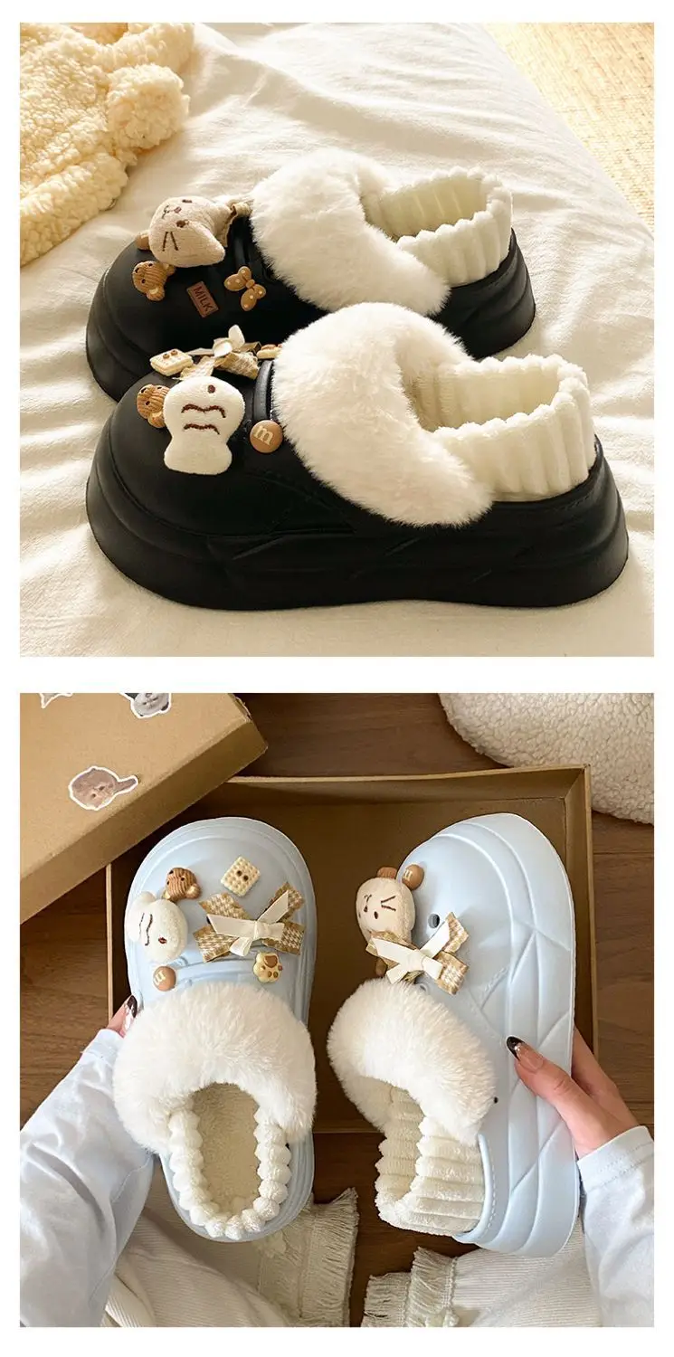 Winter Warm Cat Fish Slip-On Fleece Slippers for Women — feature 20