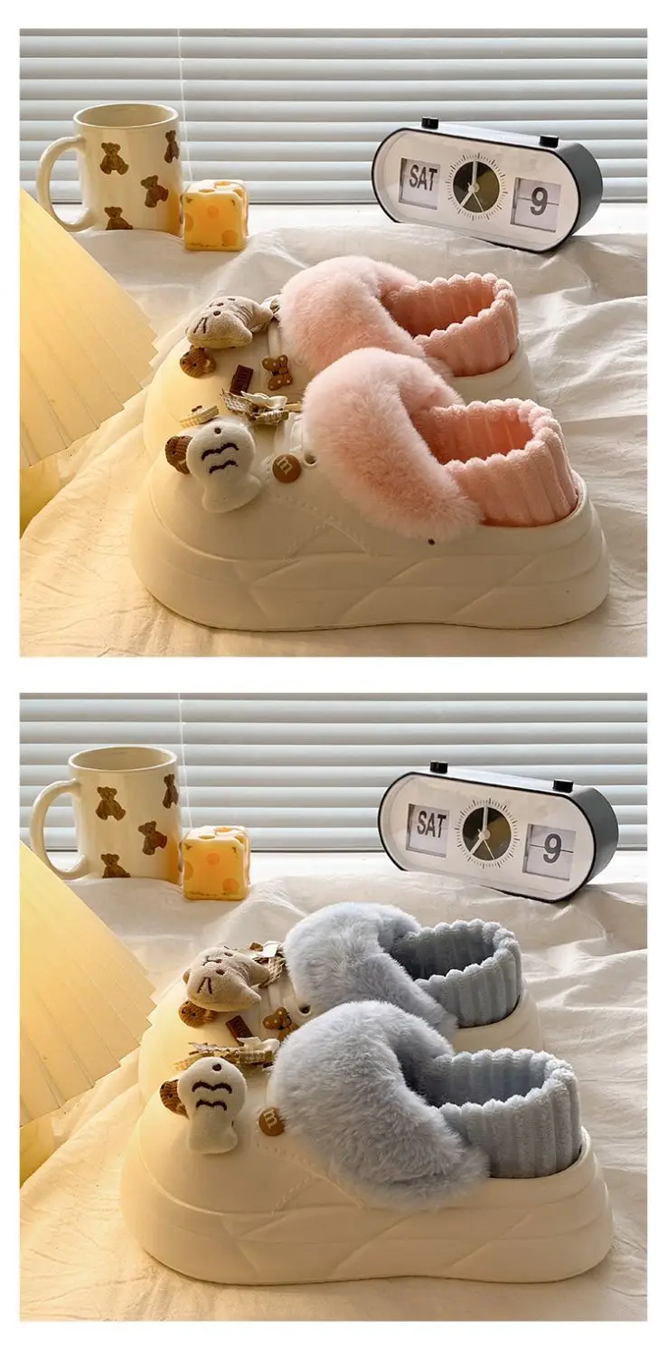 Winter Warm Cat Fish Slip-On Fleece Slippers for Women — feature 27