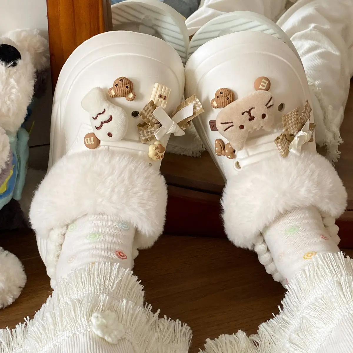 Winter Warm Cat Fish Slip-On Fleece Slippers for Women — feature 34