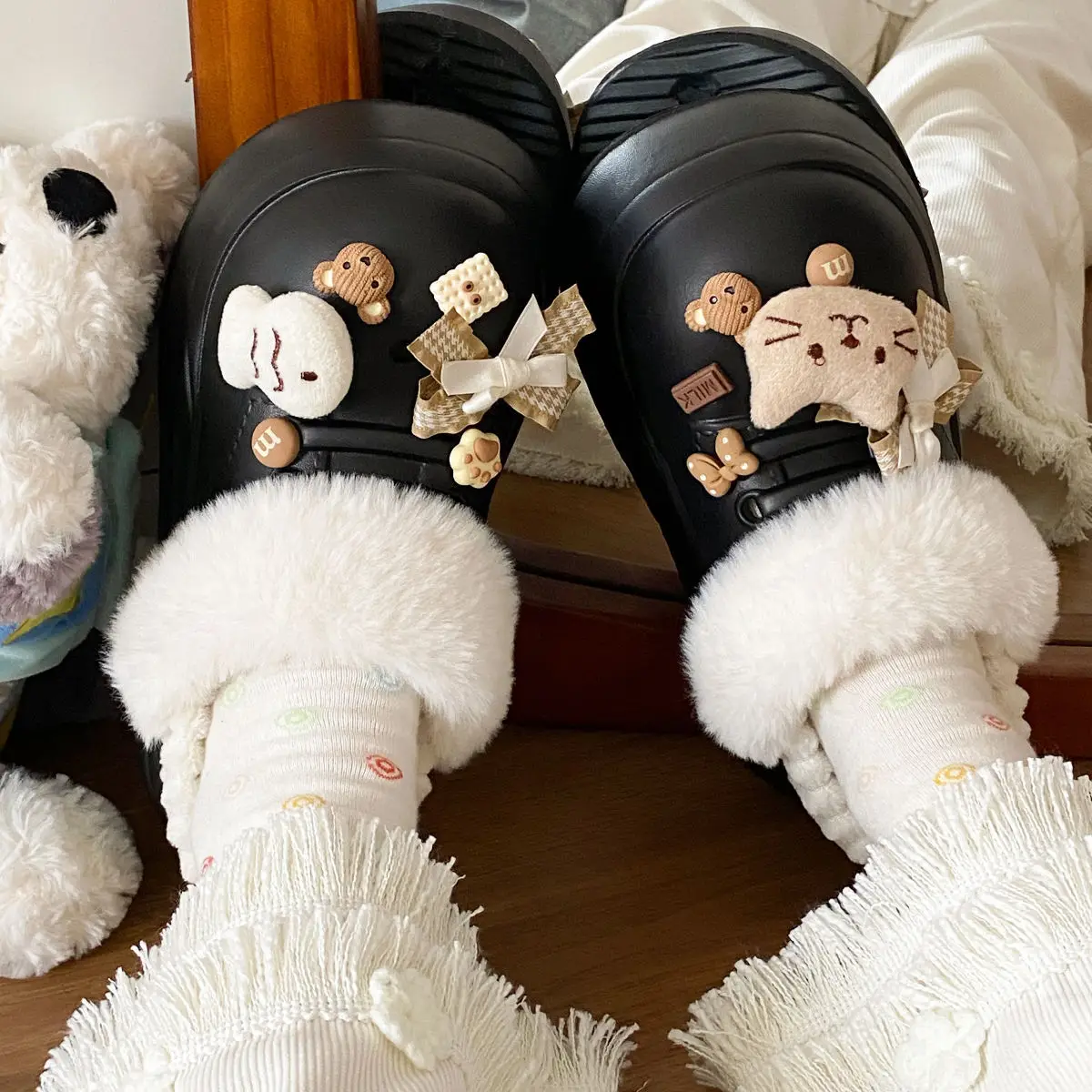 Winter Warm Cat Fish Slip-On Fleece Slippers for Women — feature 36