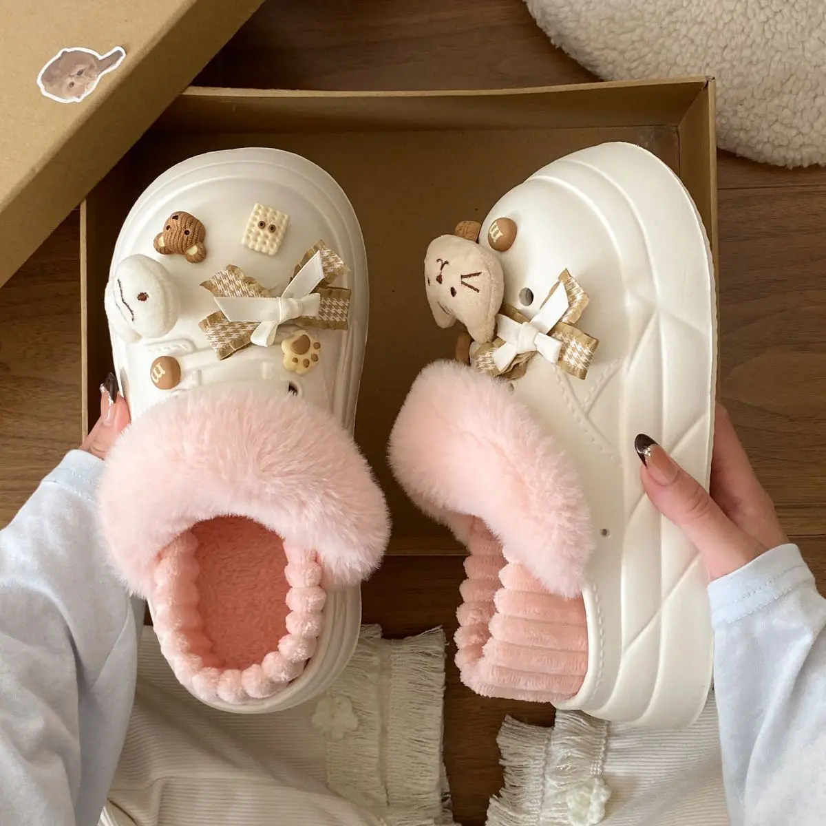 Winter Warm Cat Fish Slip-On Fleece Slippers for Women — feature 46
