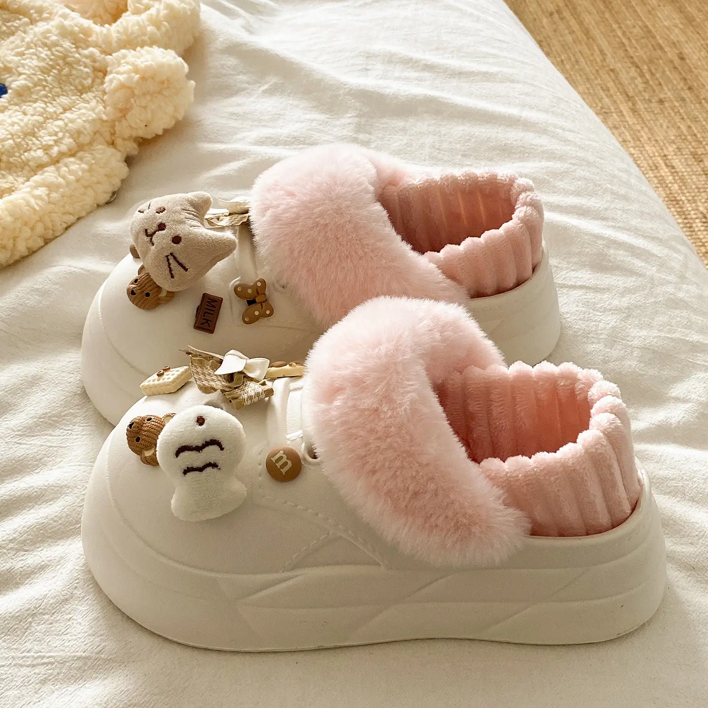Winter Warm Cat Fish Slip-On Fleece Slippers for Women