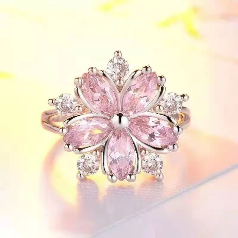 Pink Cherry Blossom Zircon Necklace Set for Women โ feature 5