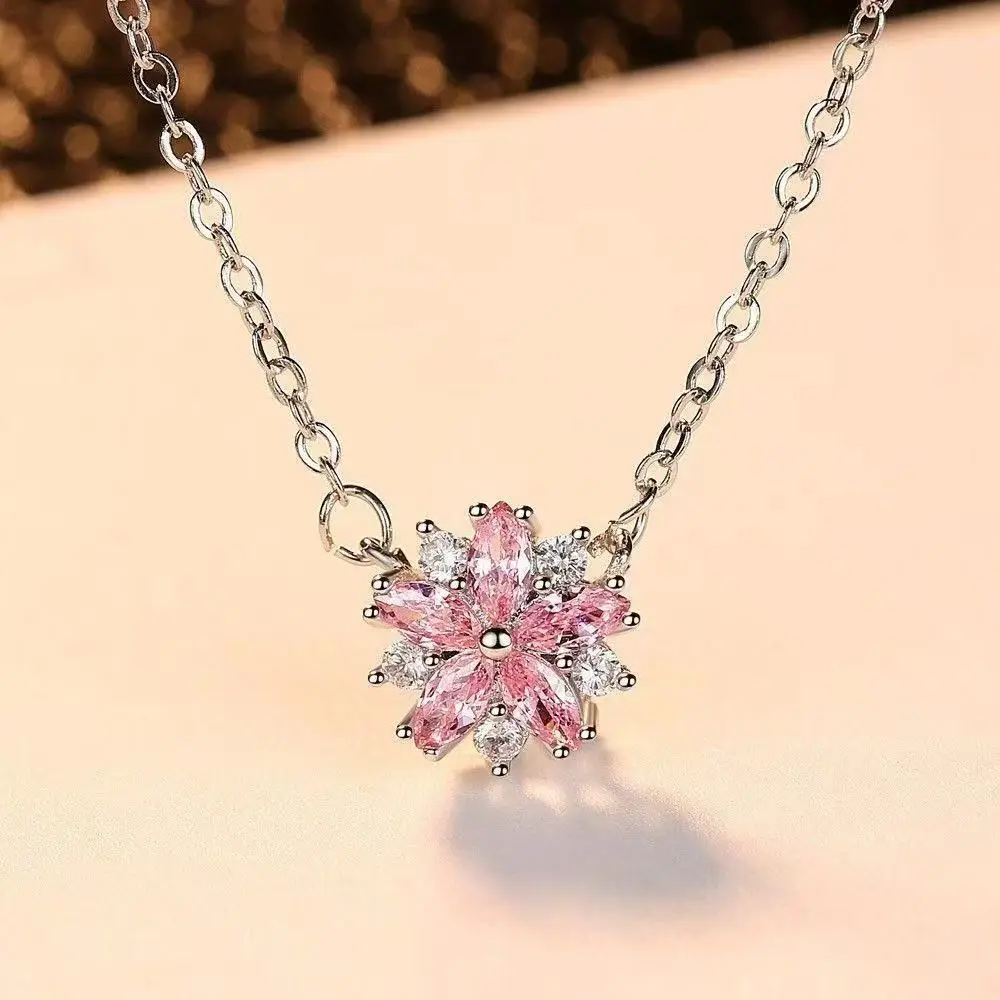 Pink Cherry Blossom Zircon Necklace Set for Women โ feature 6