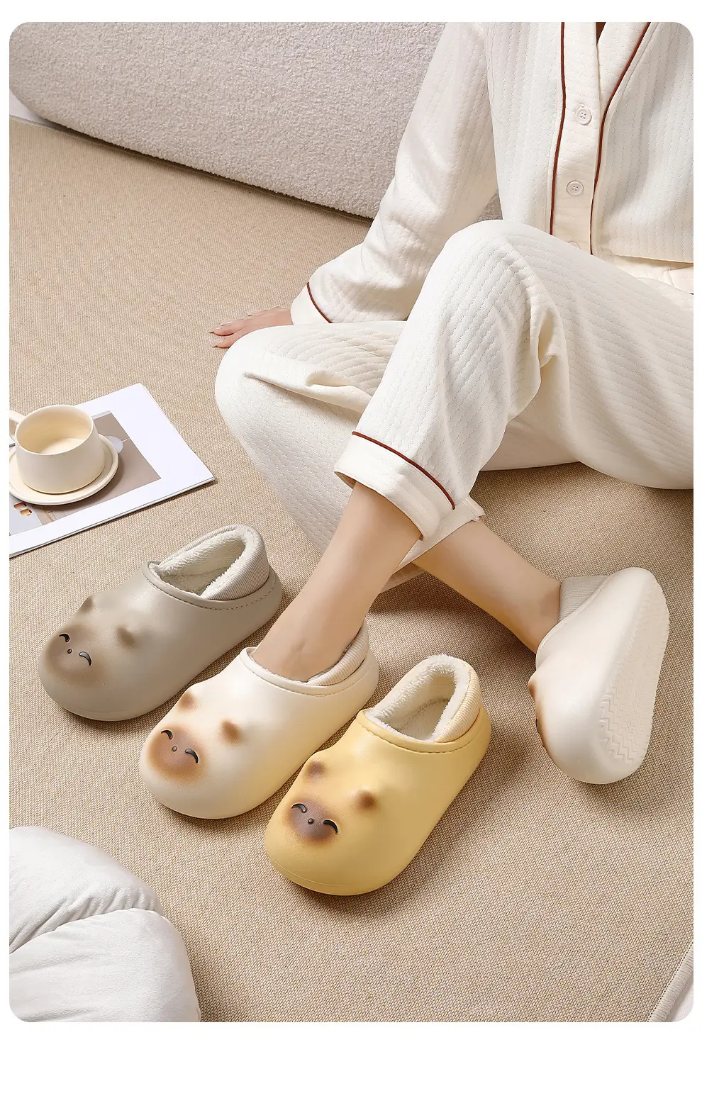 Cartoon Kitten Waterproof Cotton Shoes for Women Winter Outer Wear Non-Slip Soft Bottom Plush Warm Bag Heel Cotton Slippers for Women Wholesale — feature 14