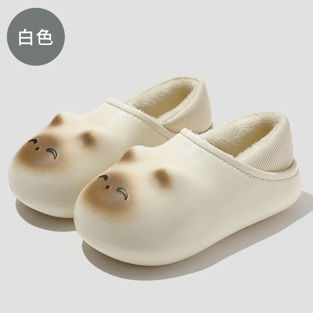 Cartoon Kitten Waterproof Cotton Shoes for Women Winter Outer Wear Non-Slip Soft Bottom Plush Warm Bag Heel Cotton Slippers for Women Wholesale - Image 2