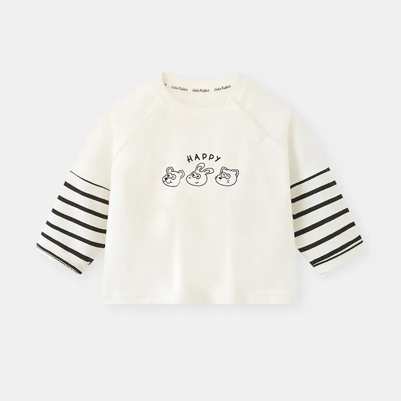 Baby T-Shirt Set Brown White Long Sleeve Spring Fall Boys - Image 4