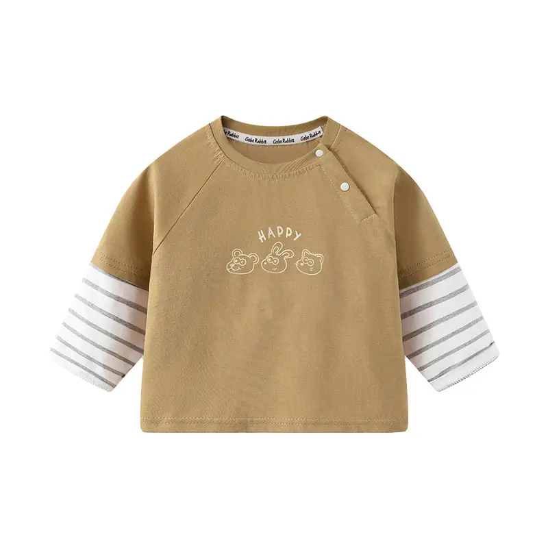 Baby T-Shirt Set Brown White Long Sleeve Spring Fall Boys - Image 7