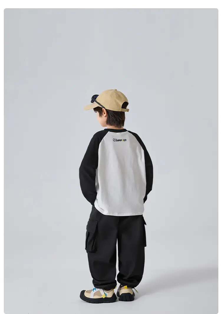 Kids Winter Long Sleeve T-Shirt Black White Korean Style — feature 15