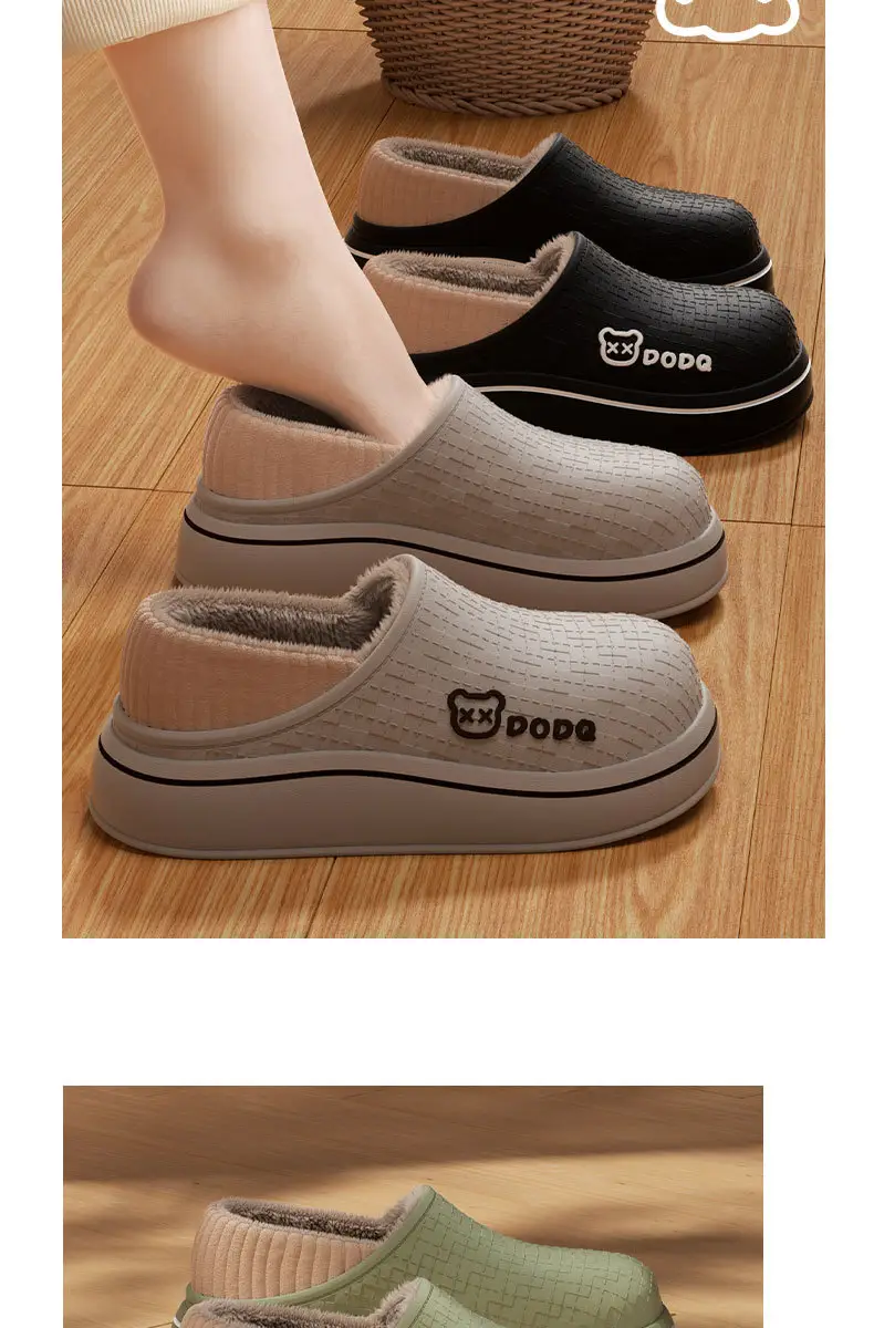 Maternity Slippers Cotton Slippers 2025 Autumn and Winter Indoor Home Non-Slip Warm Closed Heel Cute Bear Outdoor Women's Cotton Shoes — feature 3