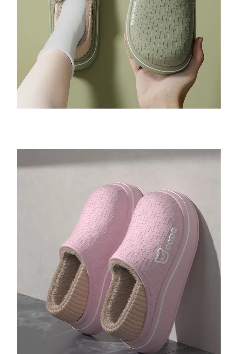 Maternity Slippers Cotton Slippers 2025 Autumn and Winter Indoor Home Non-Slip Warm Closed Heel Cute Bear Outdoor Women's Cotton Shoes — feature 5