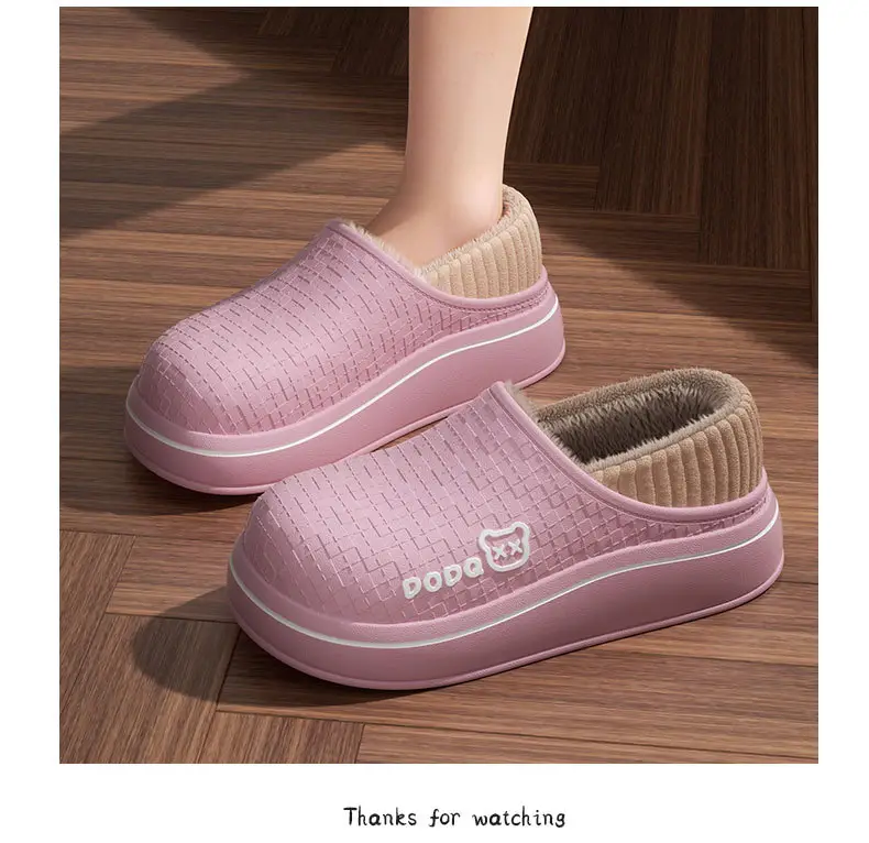 Maternity Slippers Cotton Slippers 2025 Autumn and Winter Indoor Home Non-Slip Warm Closed Heel Cute Bear Outdoor Women's Cotton Shoes — feature 8
