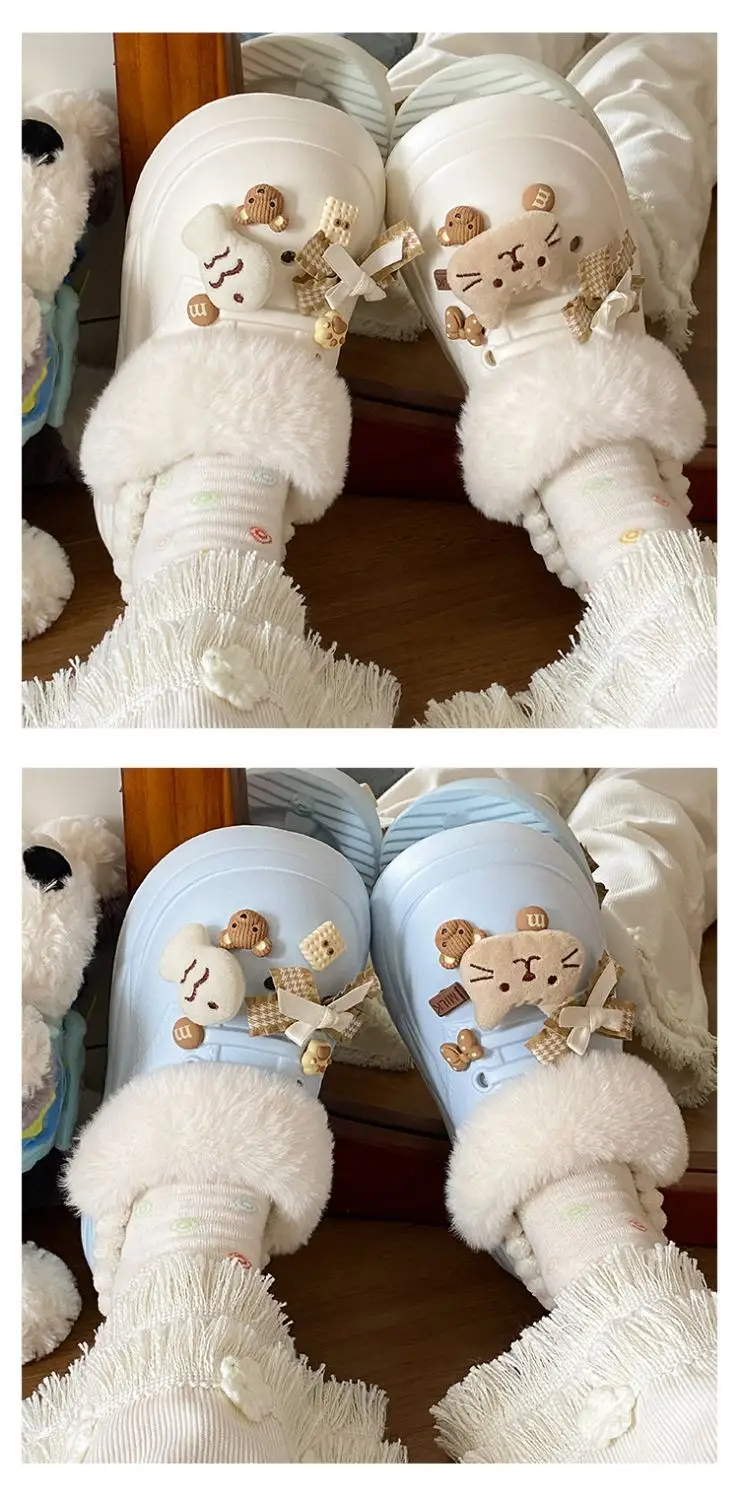 Women's Removable Cat & Fish Slippers Winter Fleece Lined — feature 18