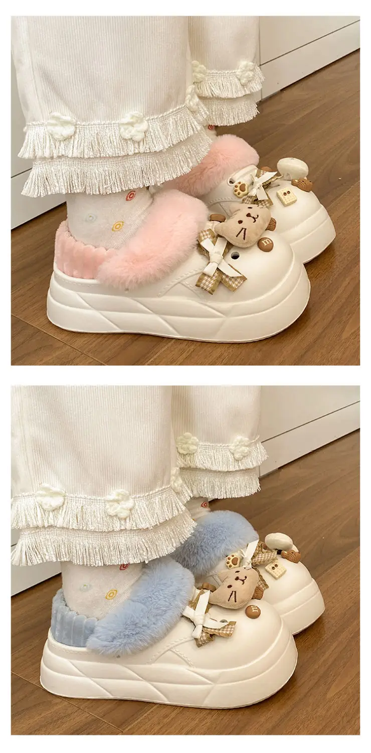 Women's Removable Cat & Fish Slippers Winter Fleece Lined — feature 28