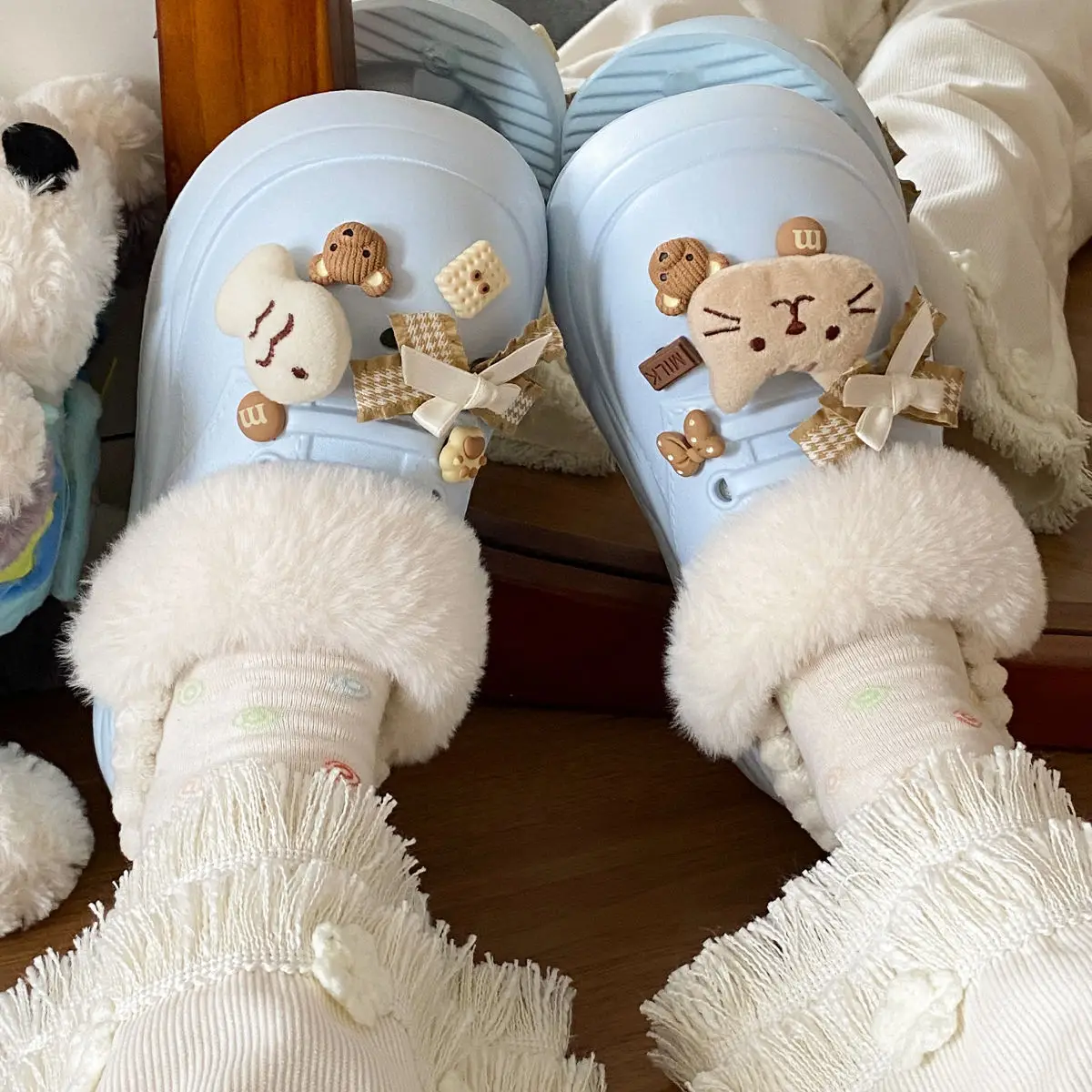 Women's Removable Cat & Fish Slippers Winter Fleece Lined — feature 37