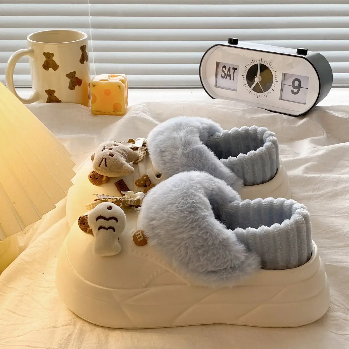 Women's Removable Cat & Fish Slippers Winter Fleece Lined — feature 54