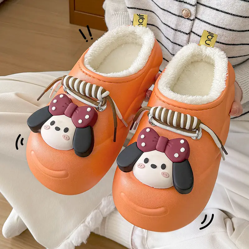Women Cartoon Cartoon Slippers Brown Soft Winter - Image 4