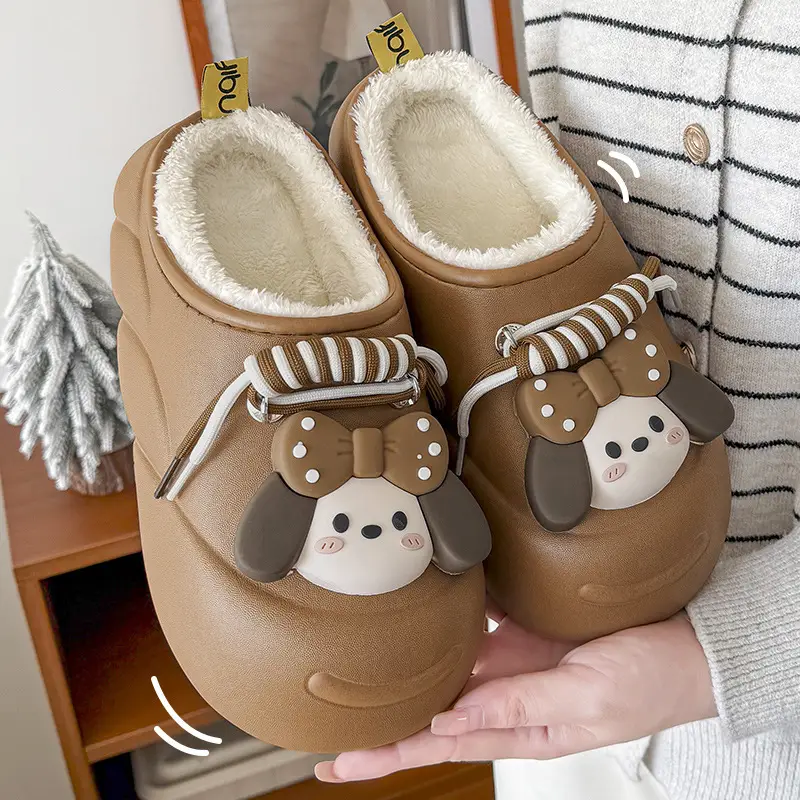 Women Cartoon Cartoon Slippers Brown Soft Winter - Image 7