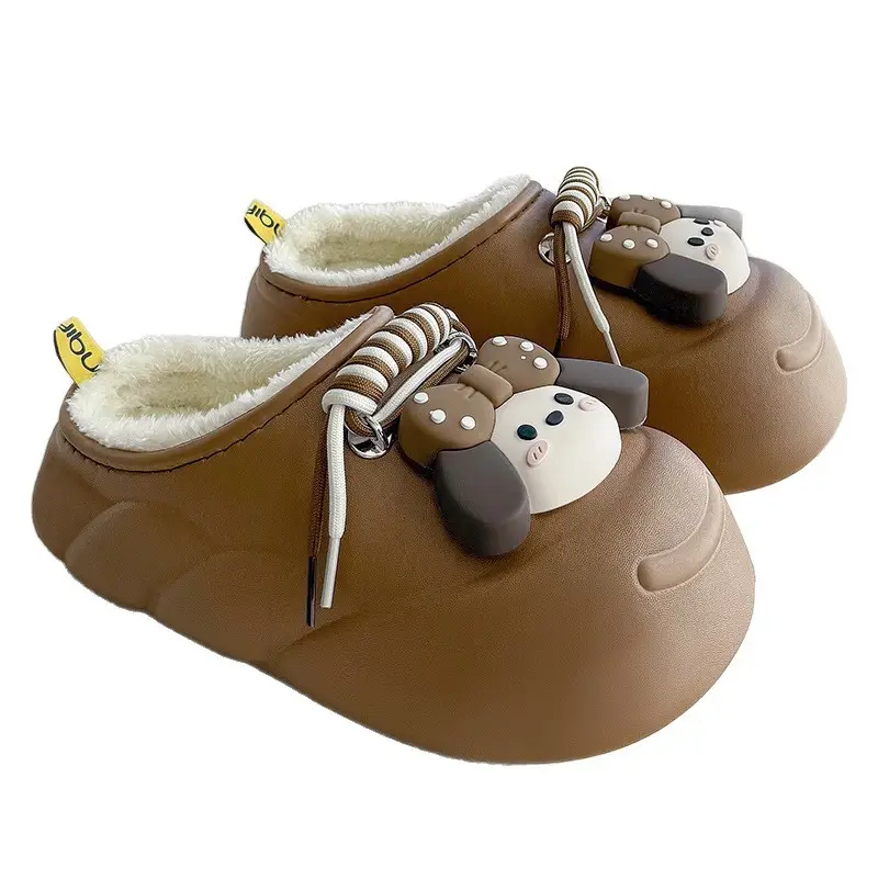 Women Cartoon Cartoon Slippers Brown Soft Winter - Image 8