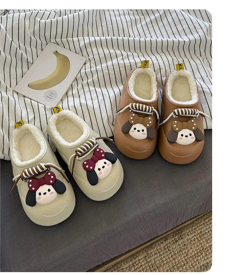 Women Cartoon Cartoon Slippers Brown Soft Winter — feature 12