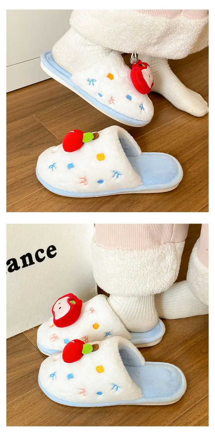 Winter Plush Cartoon Apple Slippers for Women — feature 15