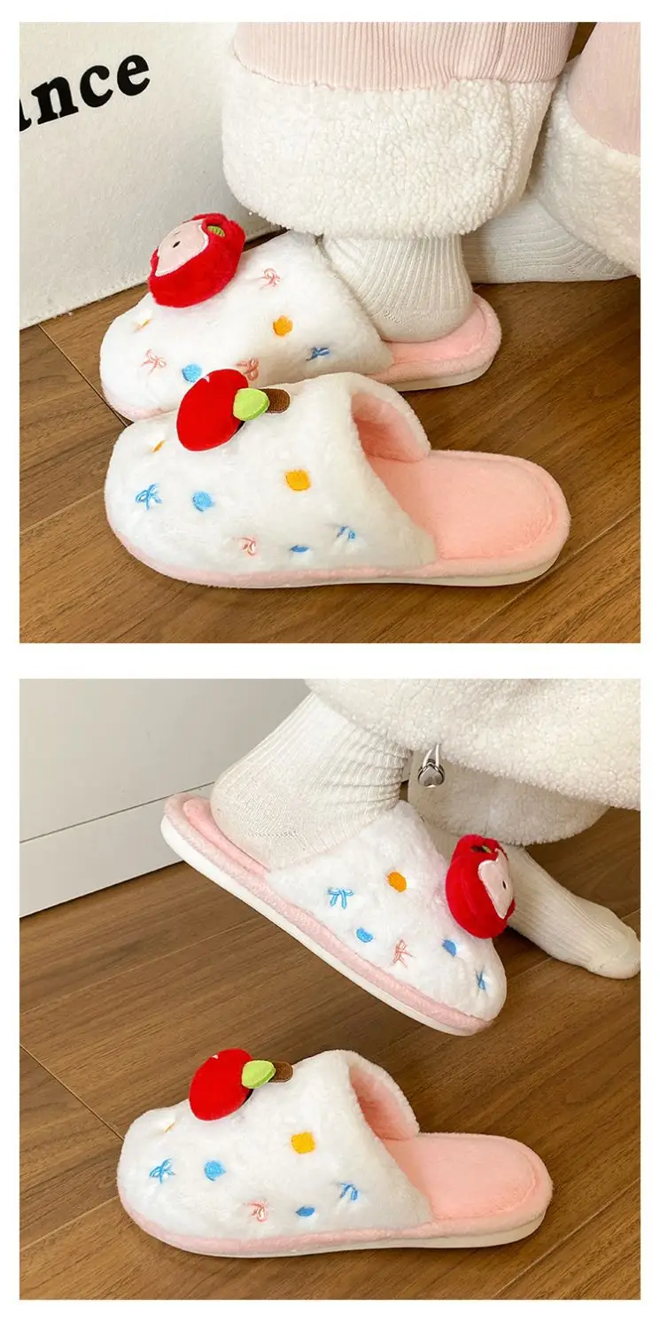 Winter Plush Cartoon Apple Slippers for Women — feature 16